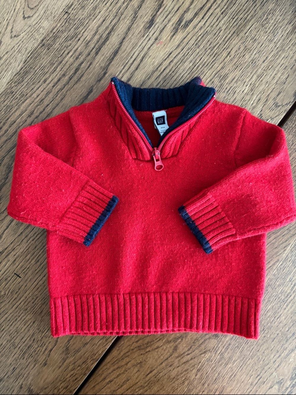VINTAGE 2005 Baby GAP Factory Red 1/4 Zip Wool Blend Sweater